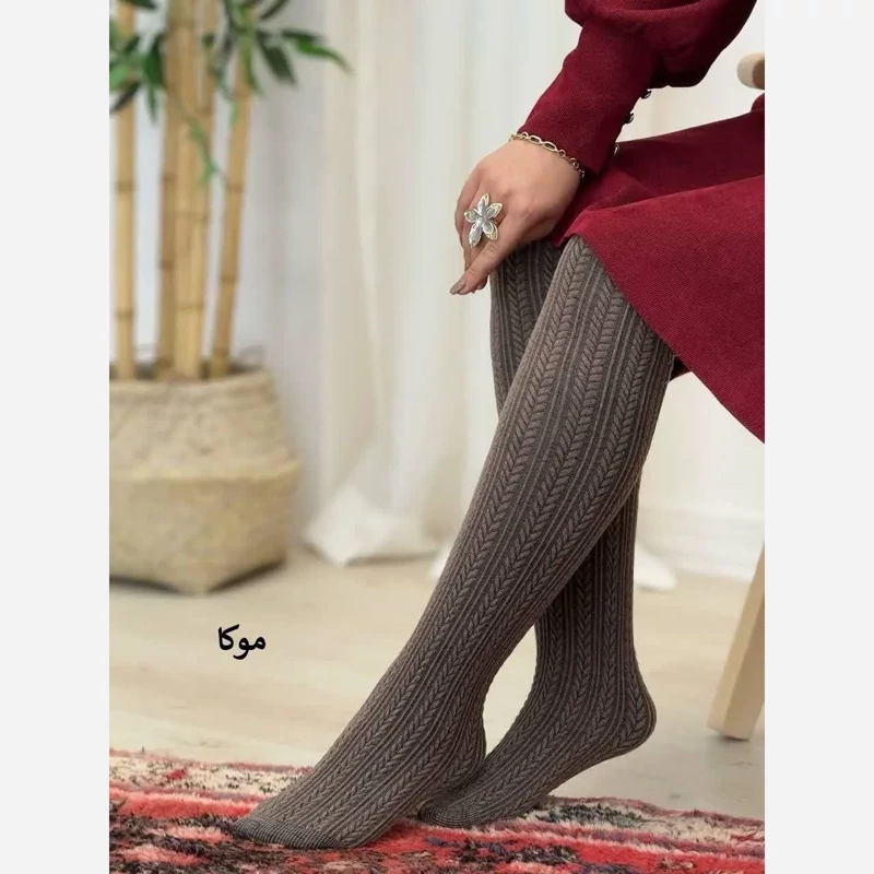 جورابشلواری گندمی بافت زنانه عمده پک سه تایی با ارسال رایگان